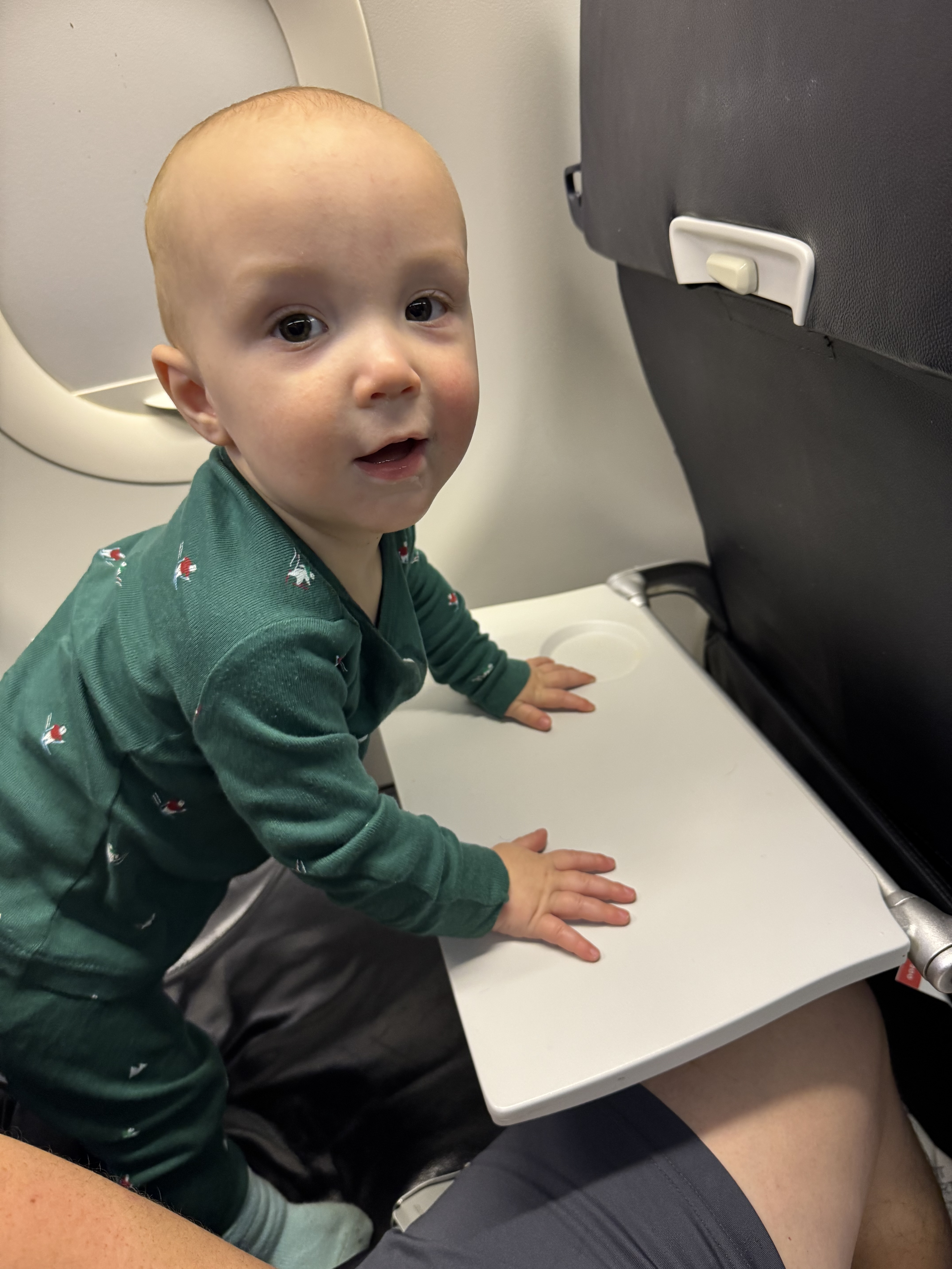 Cal standing on the flight